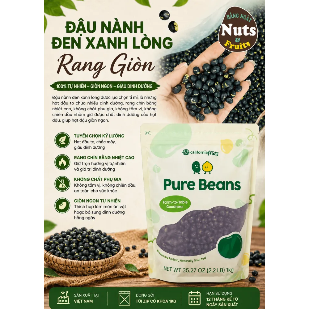 Đậu nành đen xanh lòng rang 1 Đậu nành đen xanh lòng rang 1