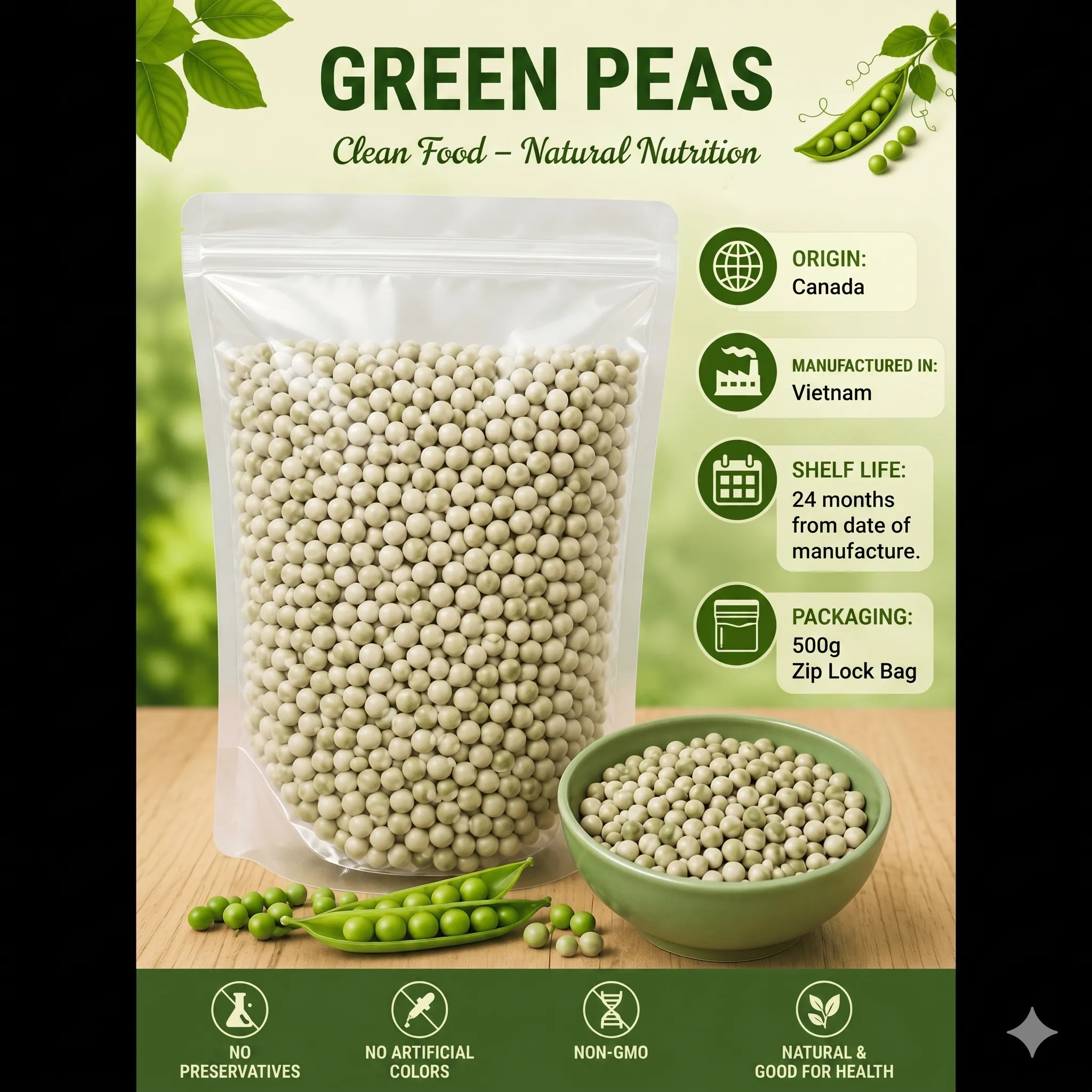 Premium Canadian Green Peas 1
